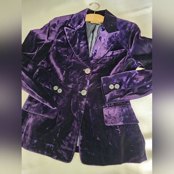 DKNY Women's Purple Velvet Blazer "Model For Reference Only" - Picture 14 of 16